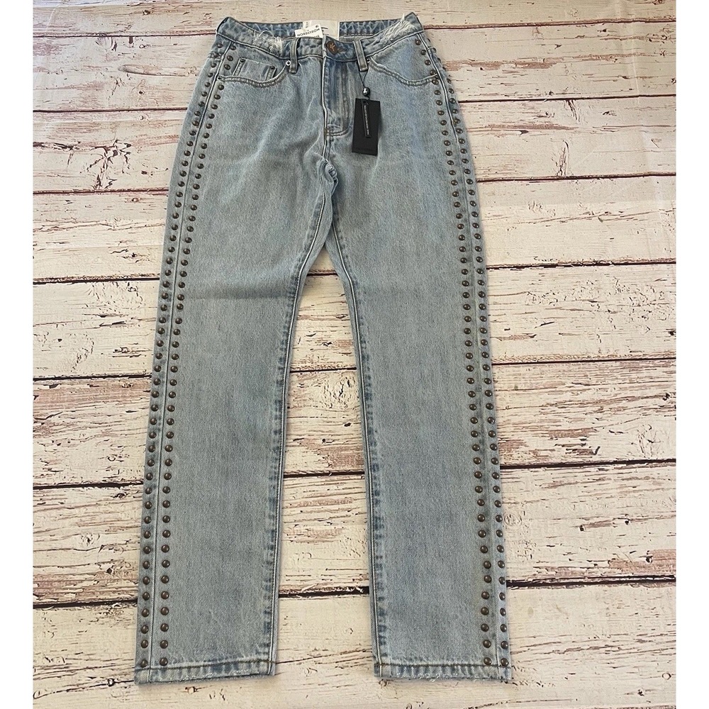 Free People One Teaspoon Studded High Waist Awesome Baggies Denim Jeans 25 NWT
